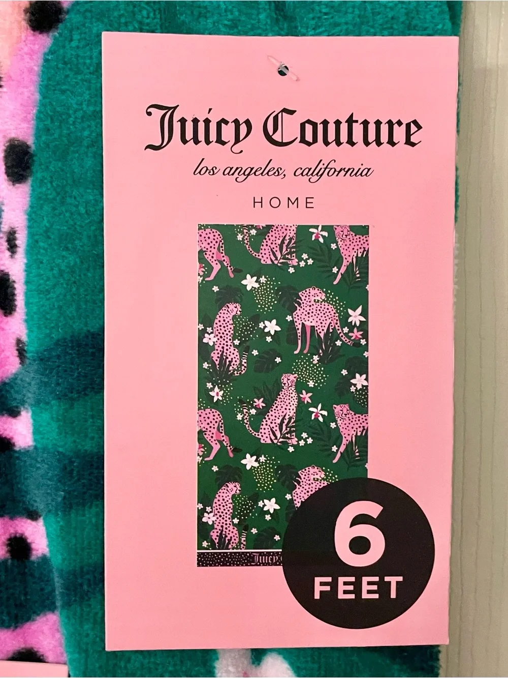 Juicy Couture Teal and Pink Leopard Beach Towel